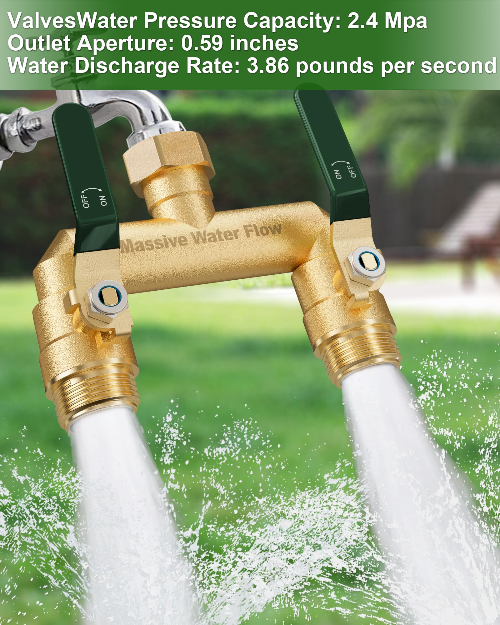 Brass construction handles outdoor temperature extremes with reliable sealing.