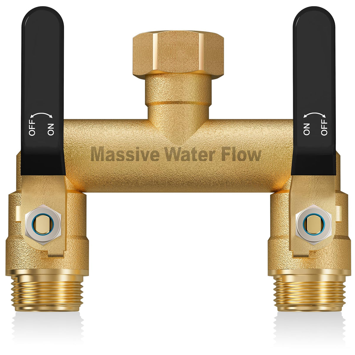 LNEZCDB hose splitter brass construction for durable outdoor use.