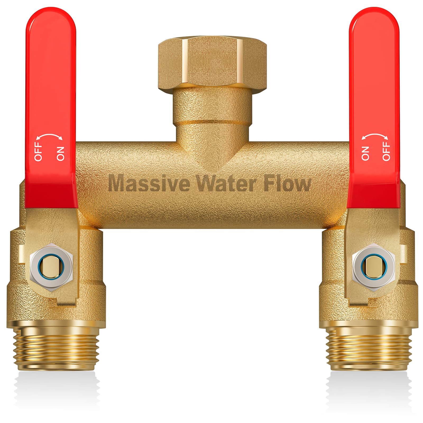 LNEZCDB hose splitter 2-way in red brass delivers full-flow performance for busy gardens.