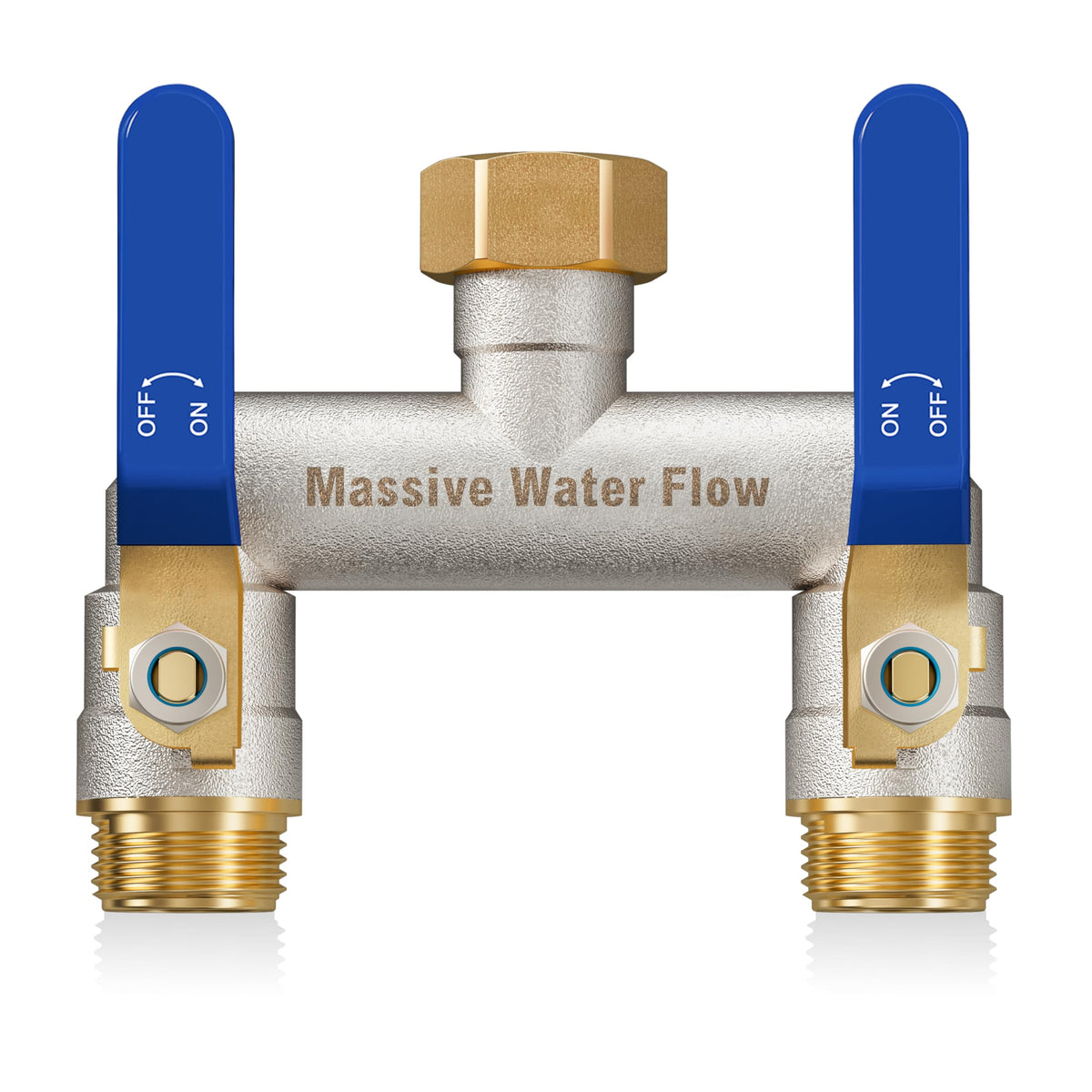 LNEZCDB hose splitter with a long stainless steel handle for easy flow control.