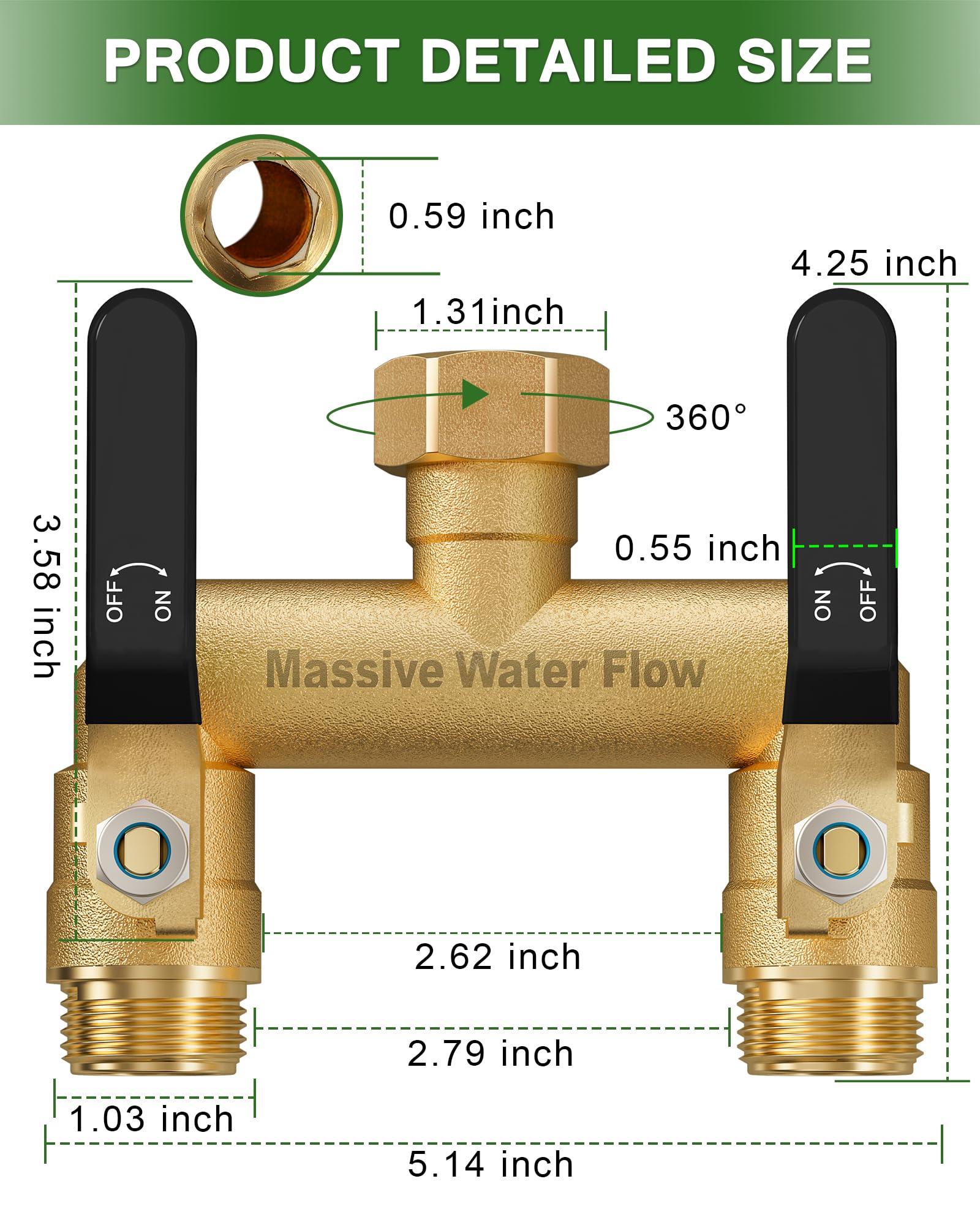 LNEZCDB hose splitter with long metal handles enable easy control.