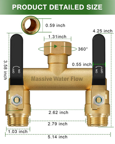 LNEZCDB hose splitter with long metal handles enable easy control.