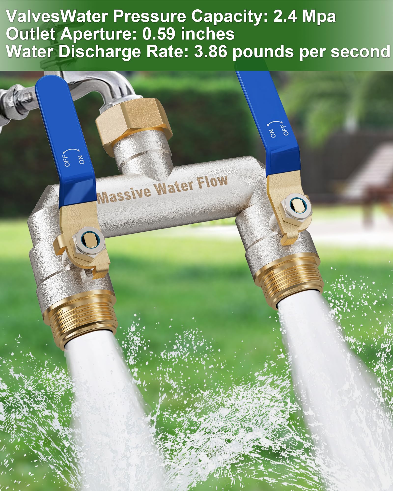 2.79 inch outlet spacing reduces stress on hoses and timers.