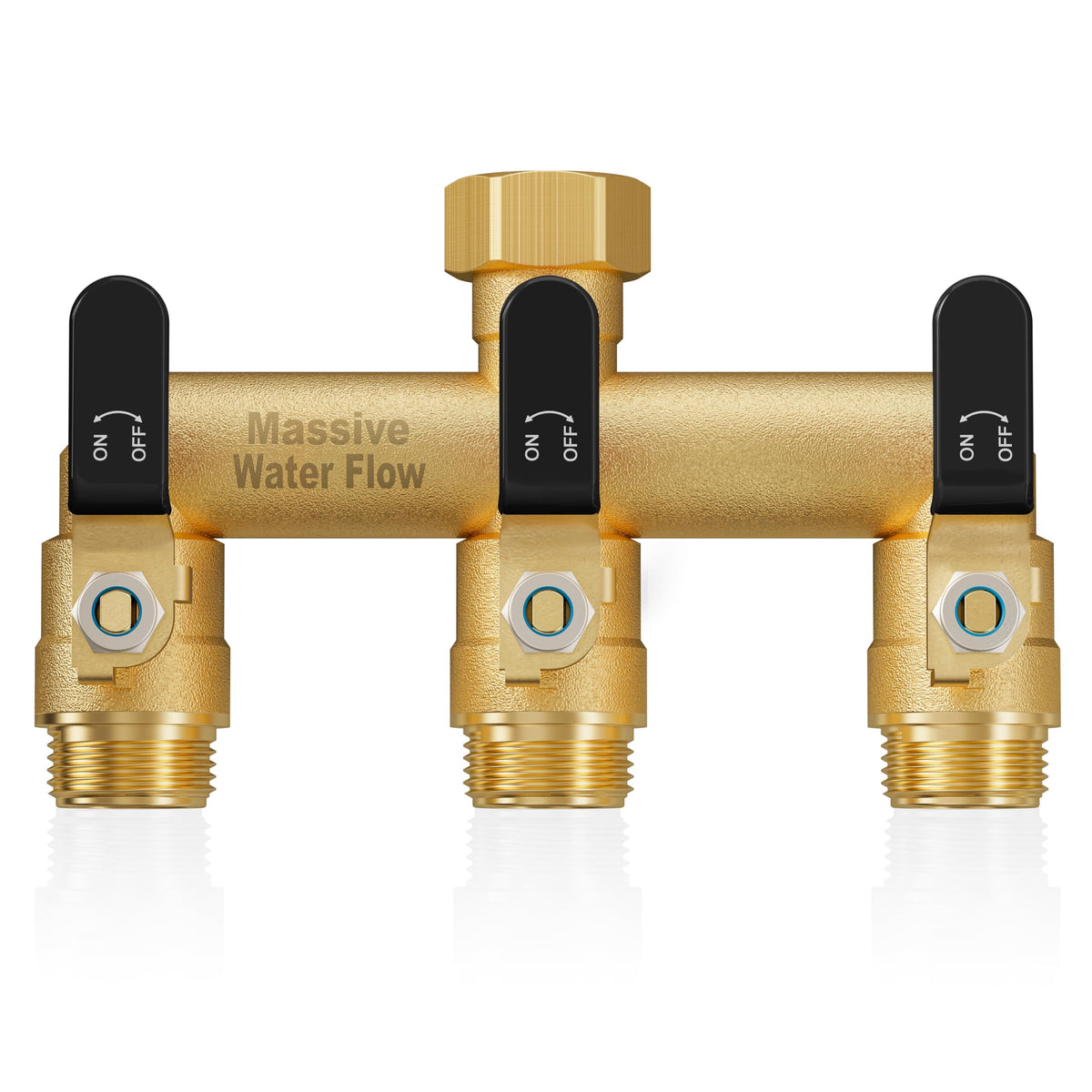 LNEZCDB three-way hose splitter in black with durable brass construction
