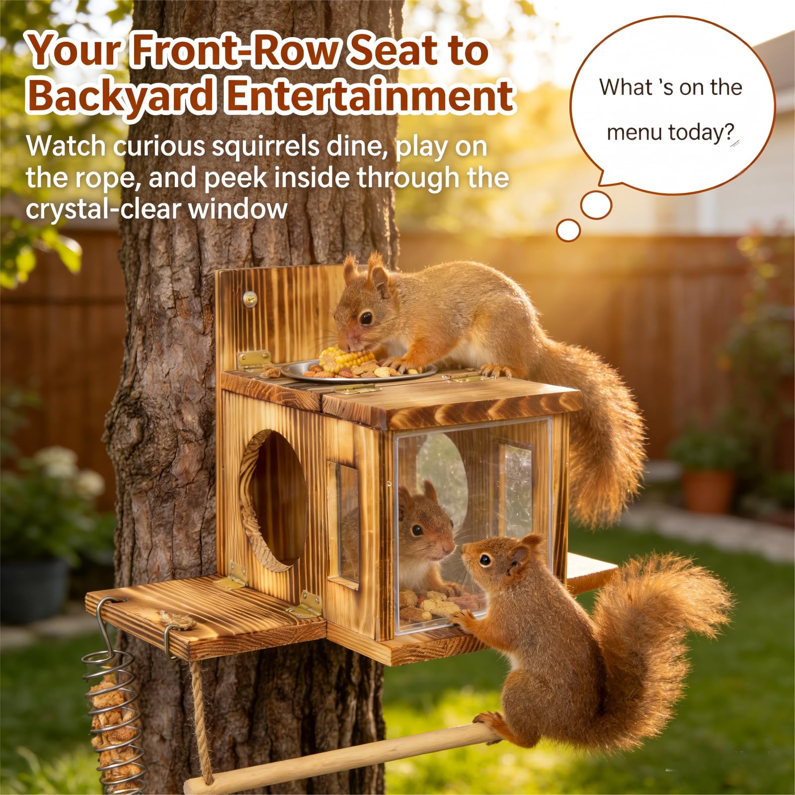 Lnncdsc Squirrel House with storage attracts and nourishes backyard squirrels.