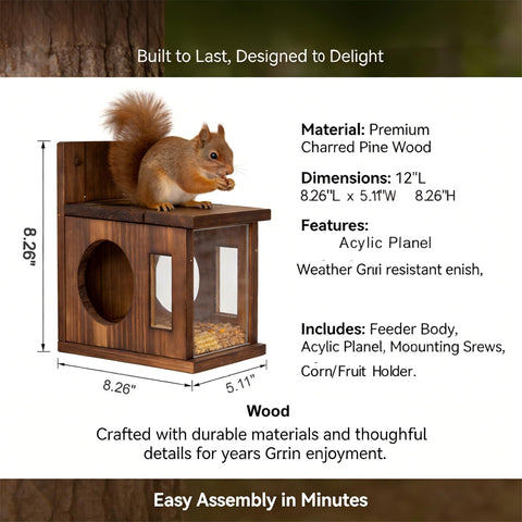 Weatherproof Lnncdsc Squirrel House endures sun and rain in a garden.