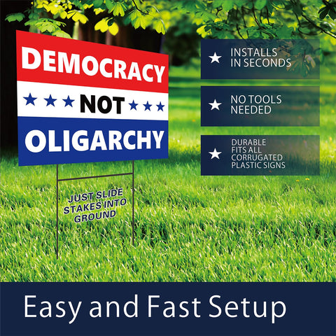 Lnyelxa yard sign, side angle, readable from multiple directions at rallies.