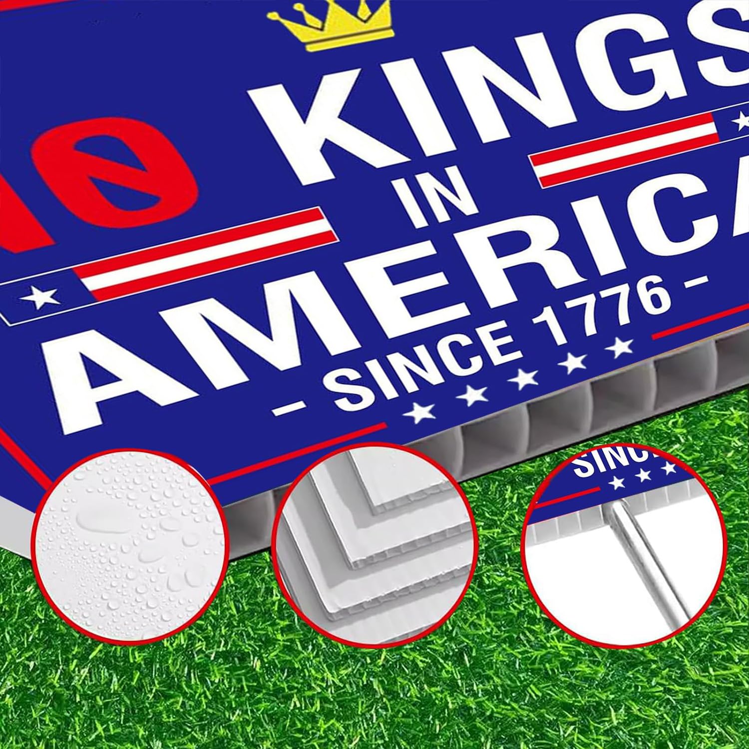 Lnyelxa No Kings In America features double-sided printing for 360° visibility.