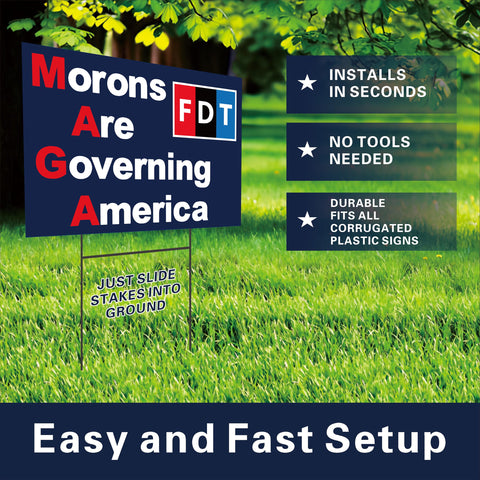 Lnyelxa yard sign stake demonstrates quick, secure installation by pushing into ground.