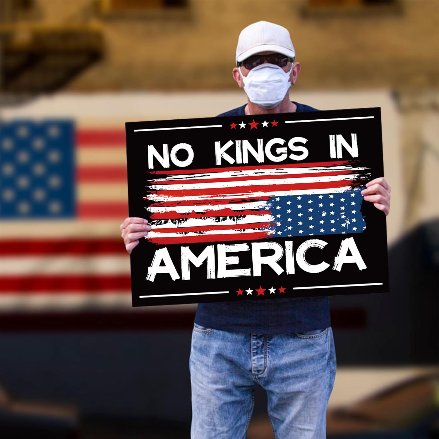 Lnyelxa No Kings In America sign double-sided visibility from every angle.