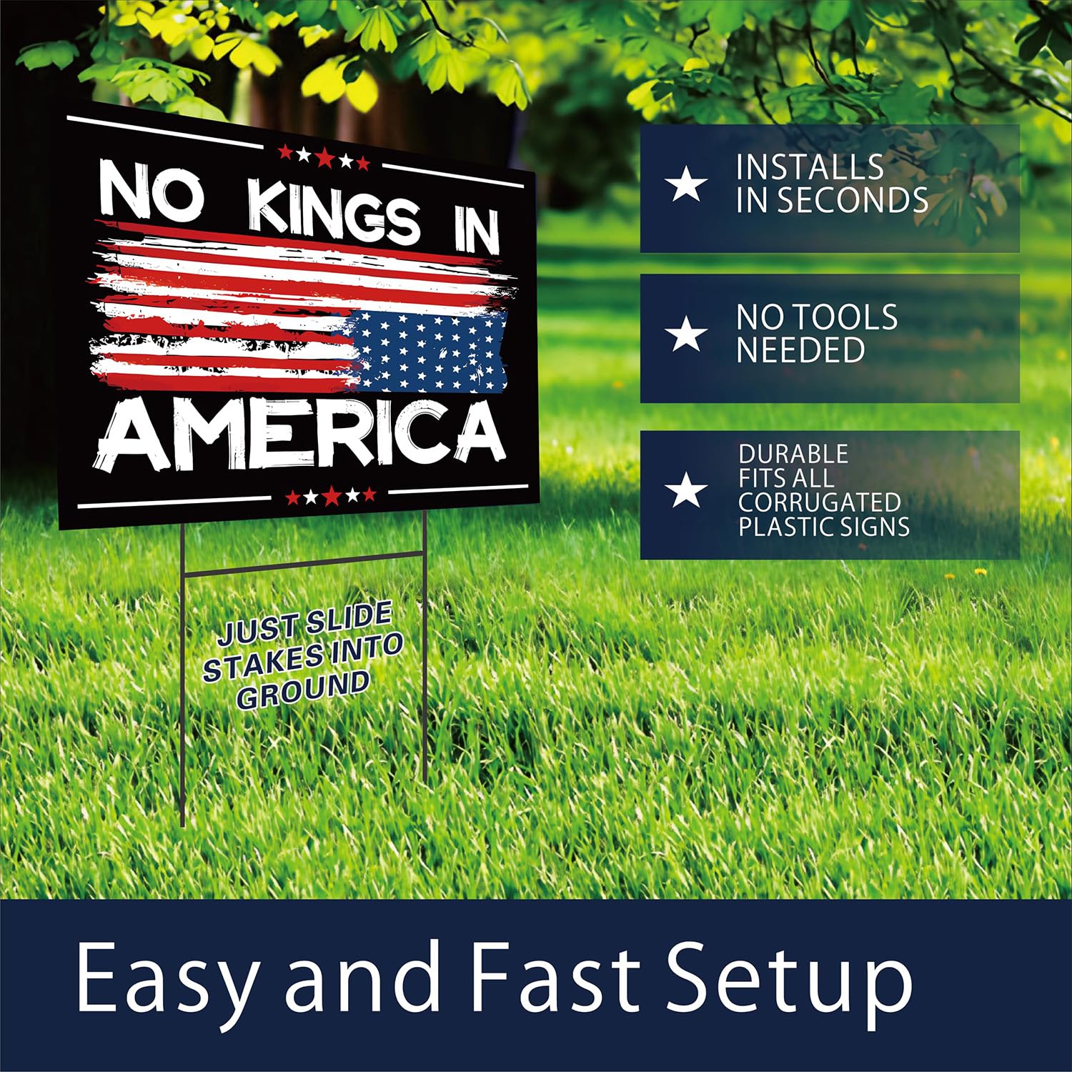 Lnyelxa No Kings In America sign durable corrugated plastic for all weather conditions.