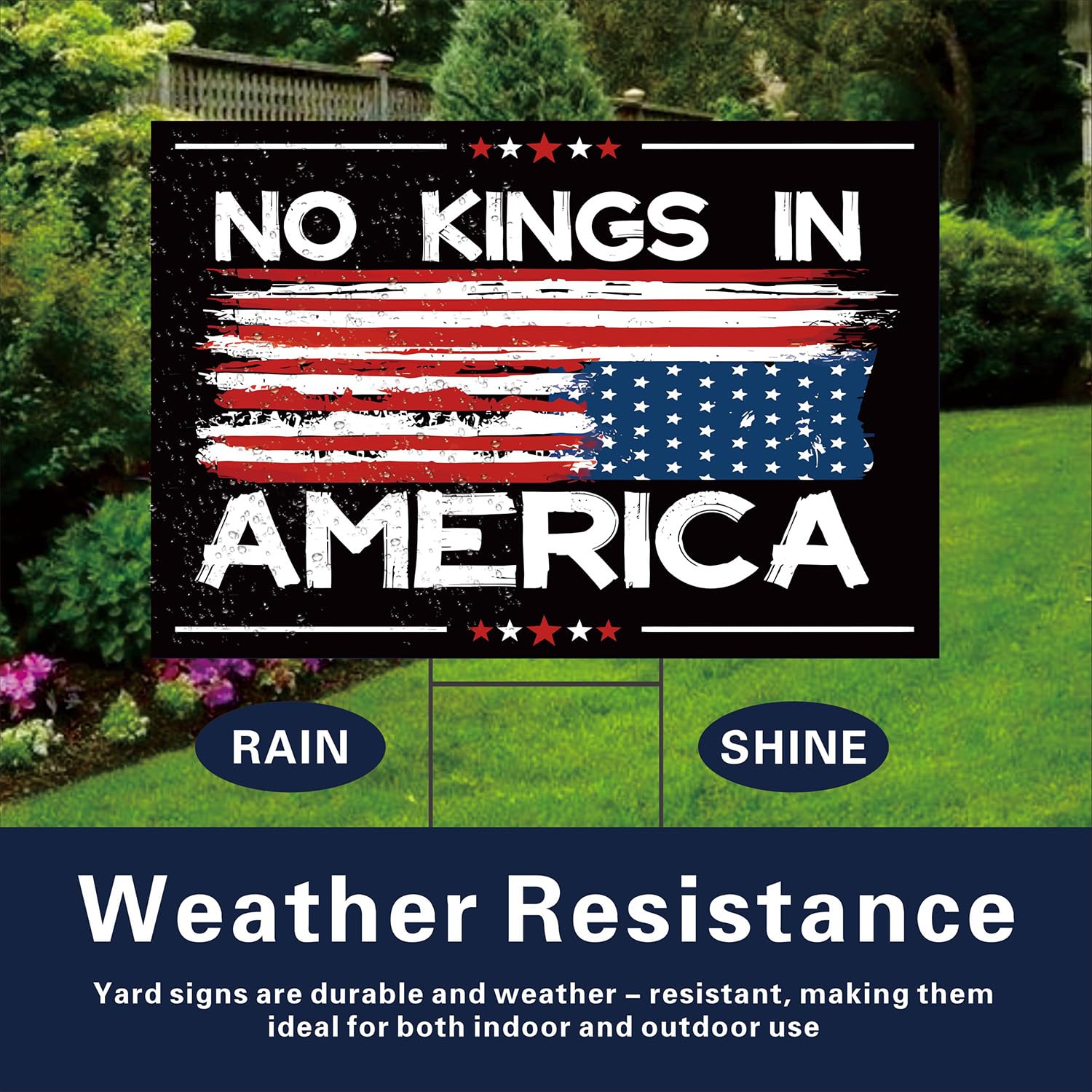 Lnyelxa No Kings In America sign with stake easy setup in seconds.
