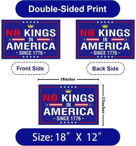 Lnyelxa No Kings In America yard sign back view with double-sided messaging.