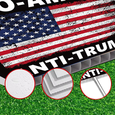 Lnyelxa Pro America Anti Trump sign close-up of durable double-sided printing