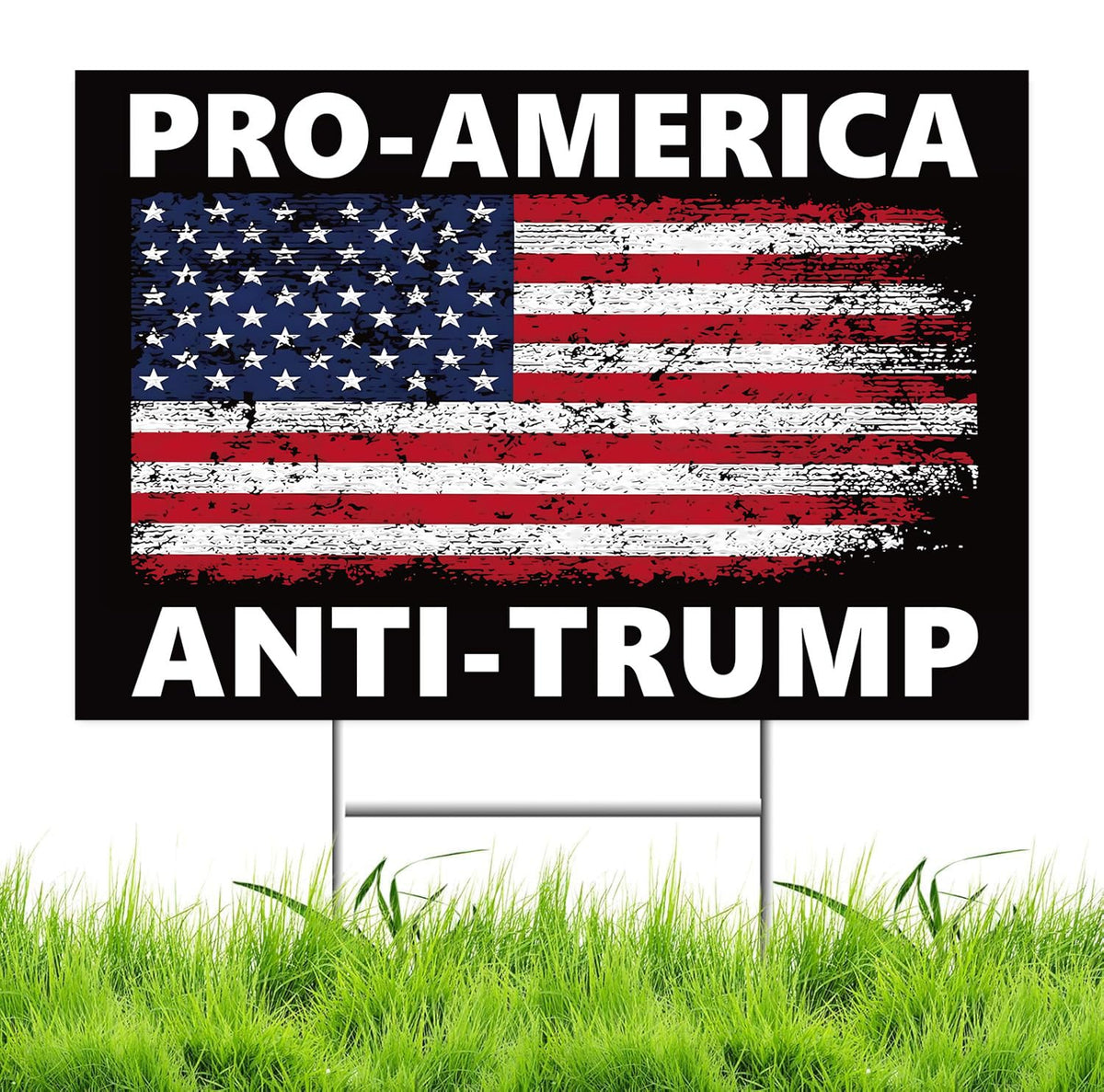 Lnyelxa Pro America Anti Trump sign full view outdoors for high visibility