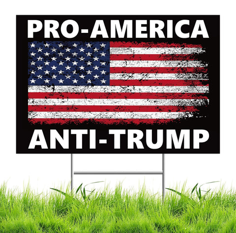Lnyelxa Pro America Anti Trump sign full view outdoors for high visibility