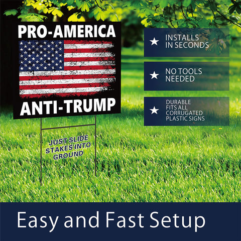 Lnyelxa Pro America Anti Trump sign in a yard shows quick, tool-free setup