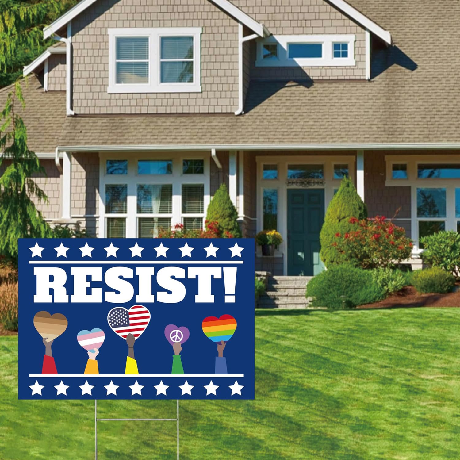 Lnyelxa Resist sign inspires conversations and civic engagement in communities.