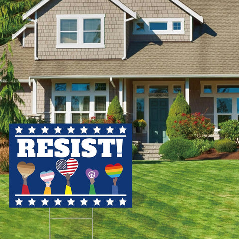 Lnyelxa Resist sign inspires conversations and civic engagement in communities.