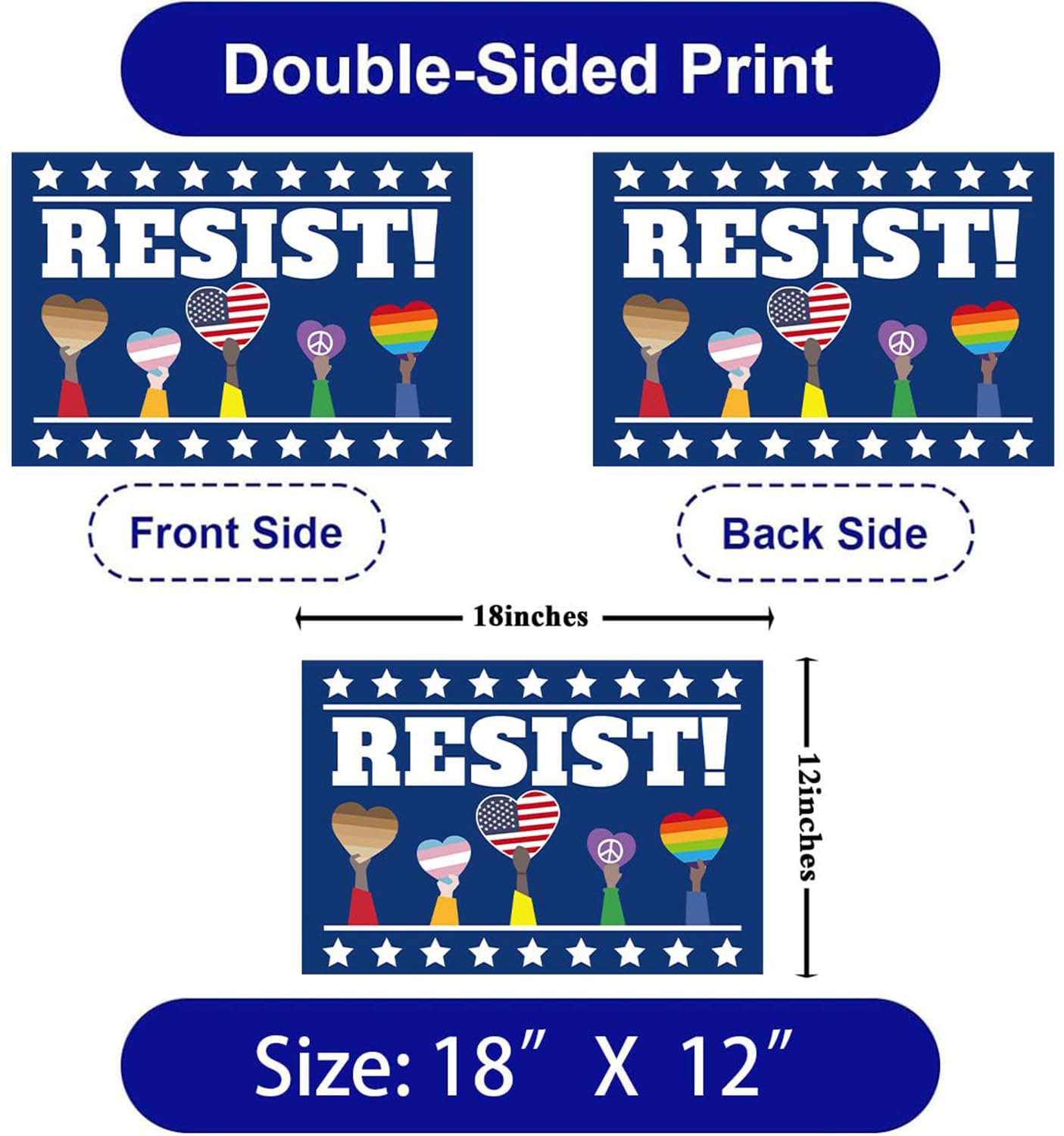 Lnyelxa Resist sign mounted on rust-proof metal stake outdoors.