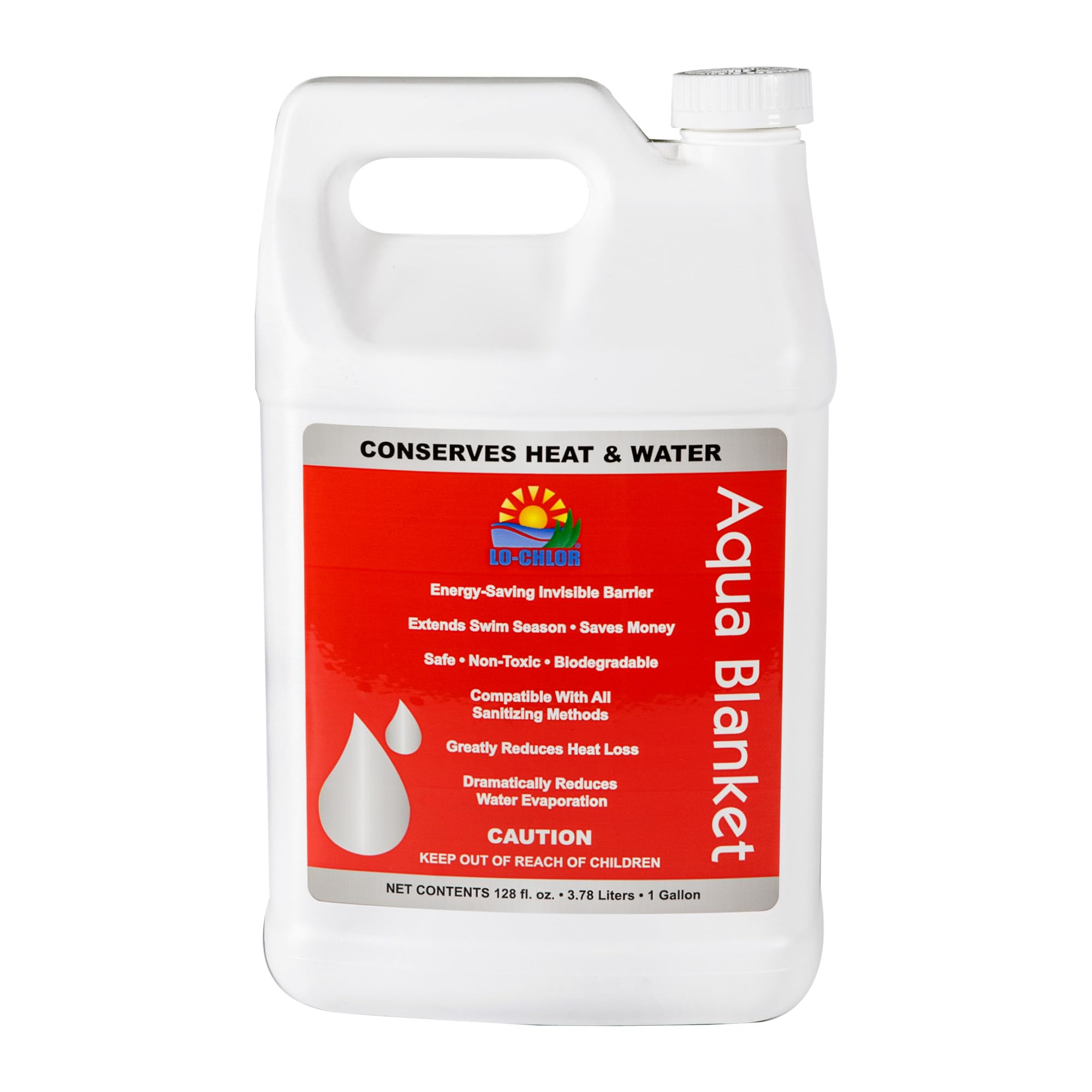 Lo-Chlor Aqua Blanket dosing bottle for easy weekly application and evaporation control.