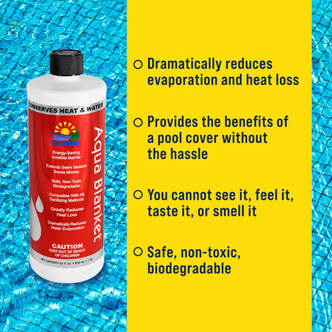 Lo-Chlor Aqua Blanket heat retention shows how mild warmth extends swimming season.