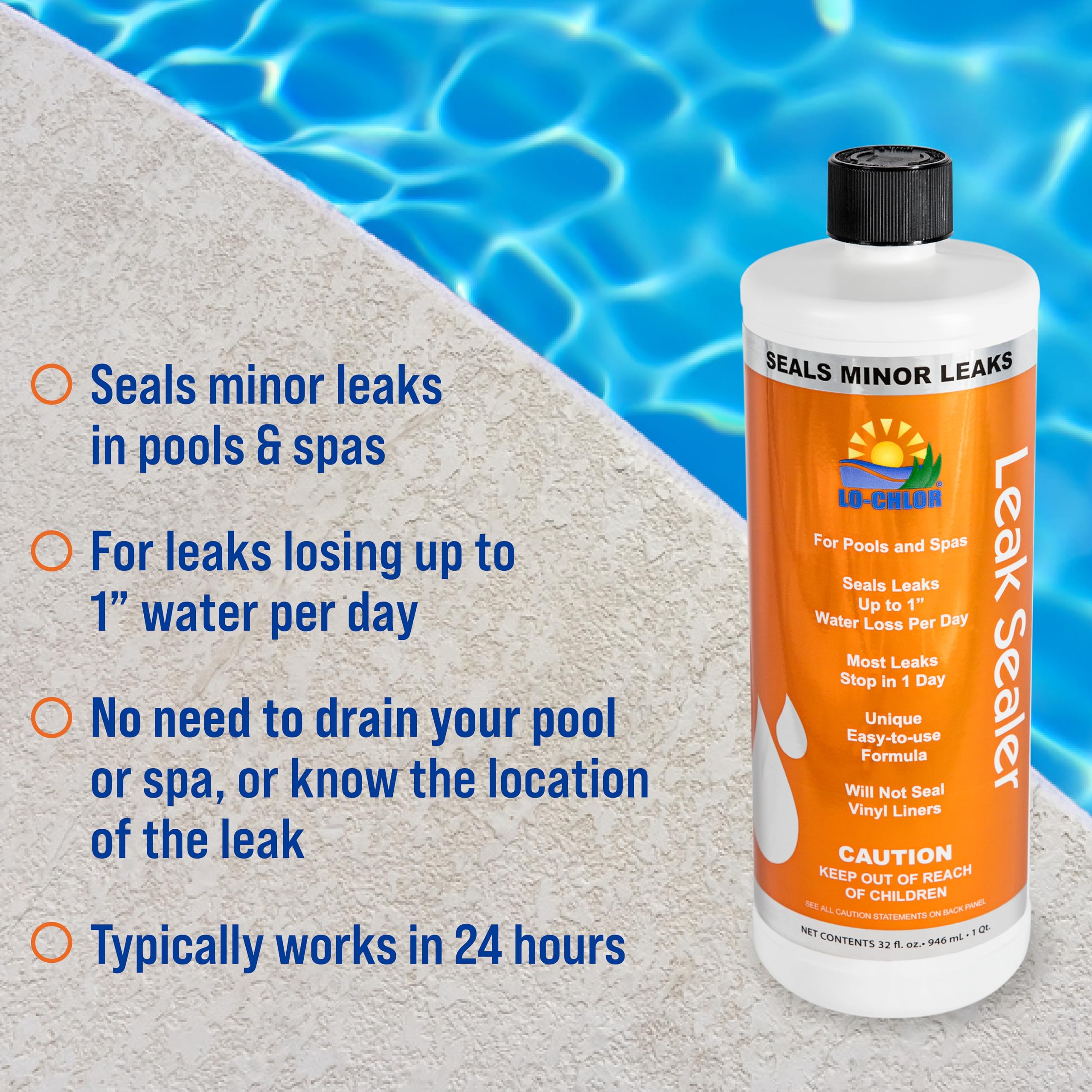 Lo-Chlor Leak Sealer seals spa leaks quickly.