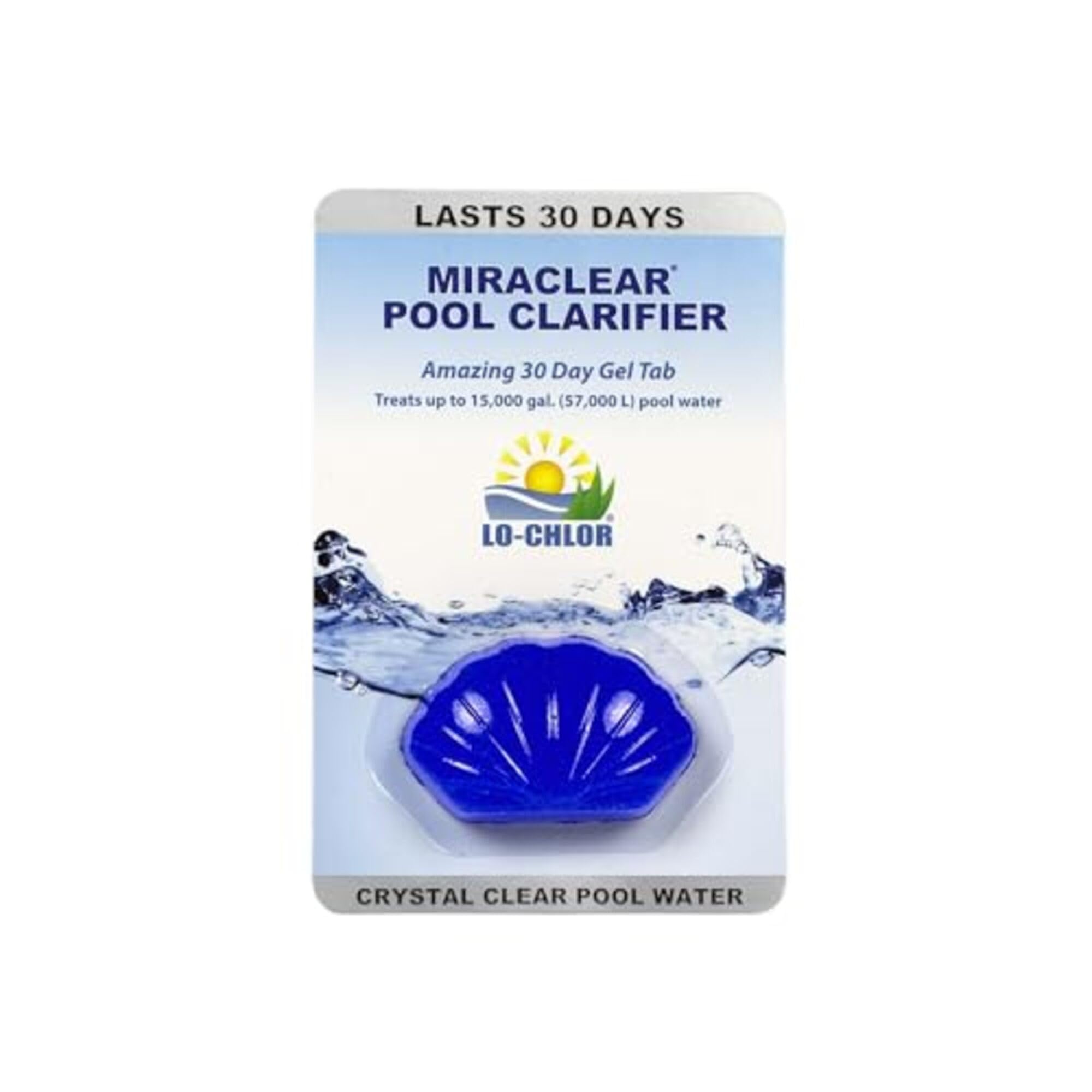 Lo-Chlor Miraclear gel-tab clarifier promotes simple, long-lasting pool clarity.