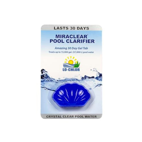 Lo-Chlor Miraclear gel-tab clarifier promotes simple, long-lasting pool clarity.