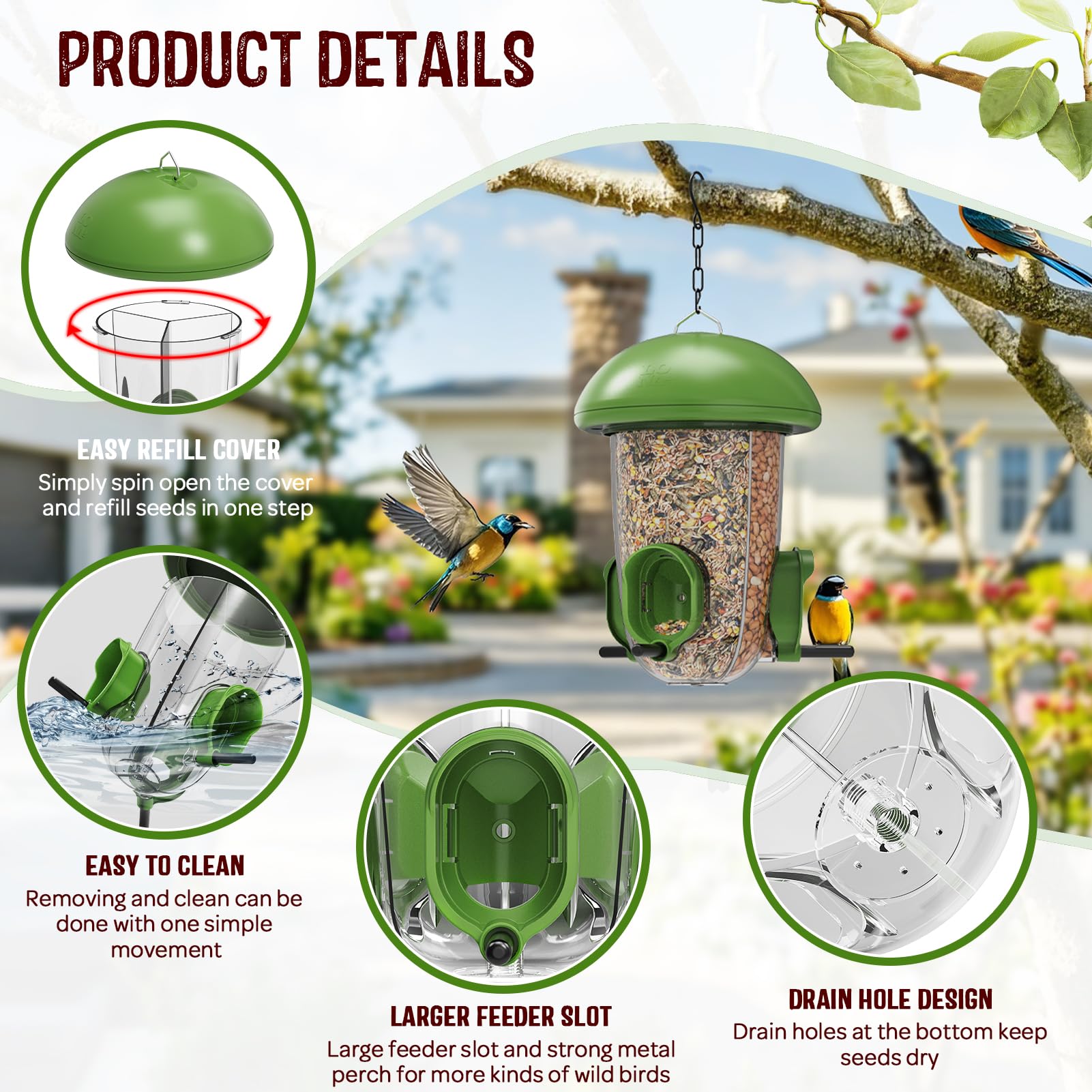 LO NA LOVE NATURE Lona bird feeder detachable base for easy cleaning