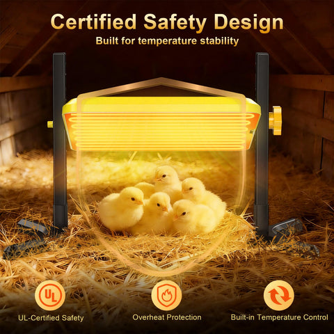 Lobeline Brooder Plate at 360° angle for even heat in the coop
