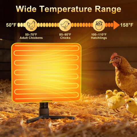 Lobeline brooder heat range 50–158°F for growing chicks
