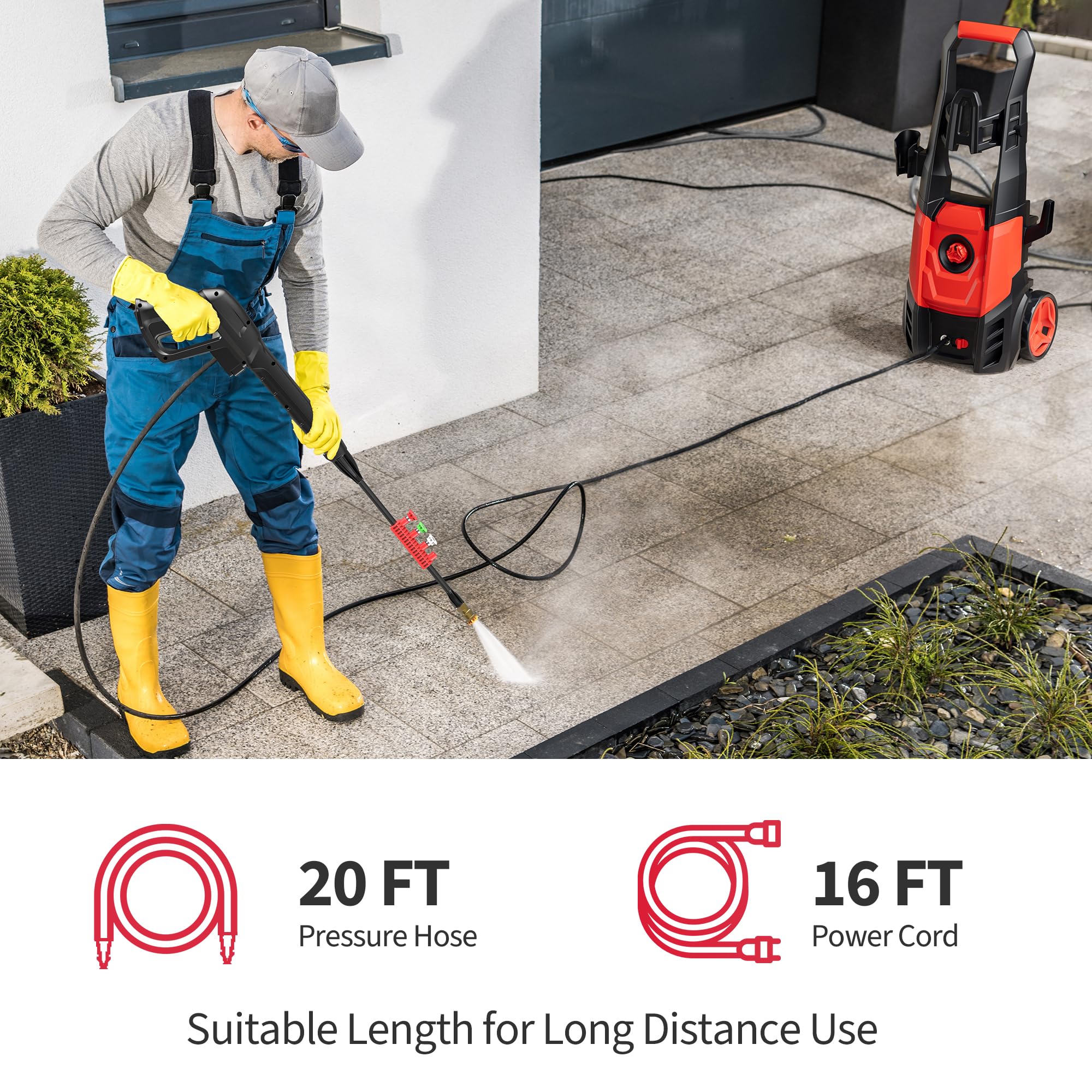 Locksworth brass connections ensure leak-free operation during outdoor cleaning.
