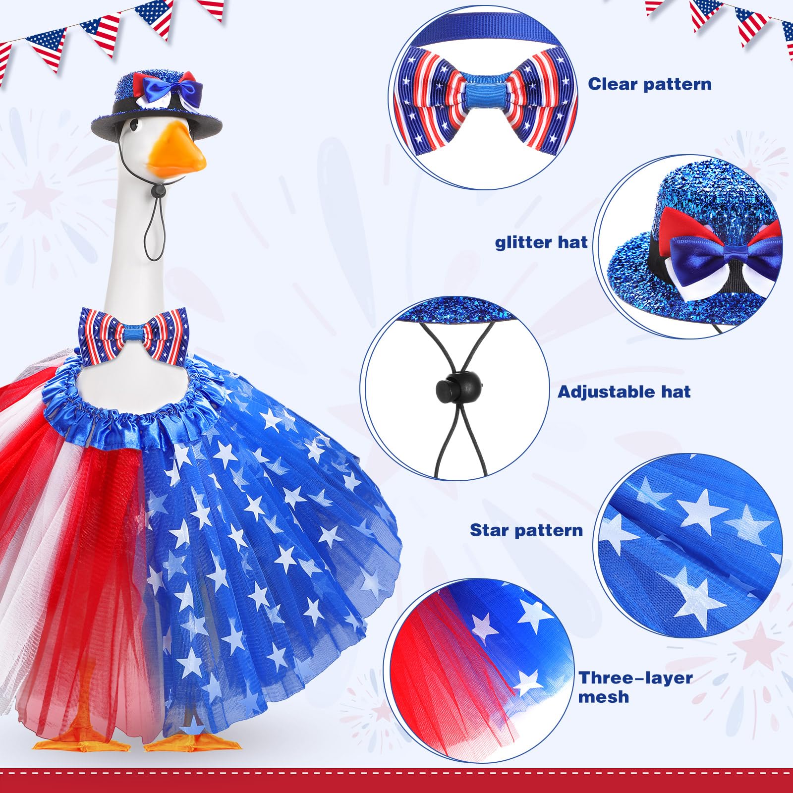 Locmeo bow tie completes patriotic look for garden geese and statues