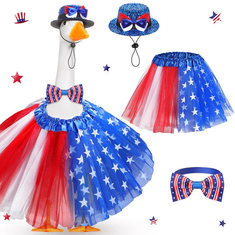 Locmeo 4th of July goose hat enhances patriotic lawn decor with quick setup