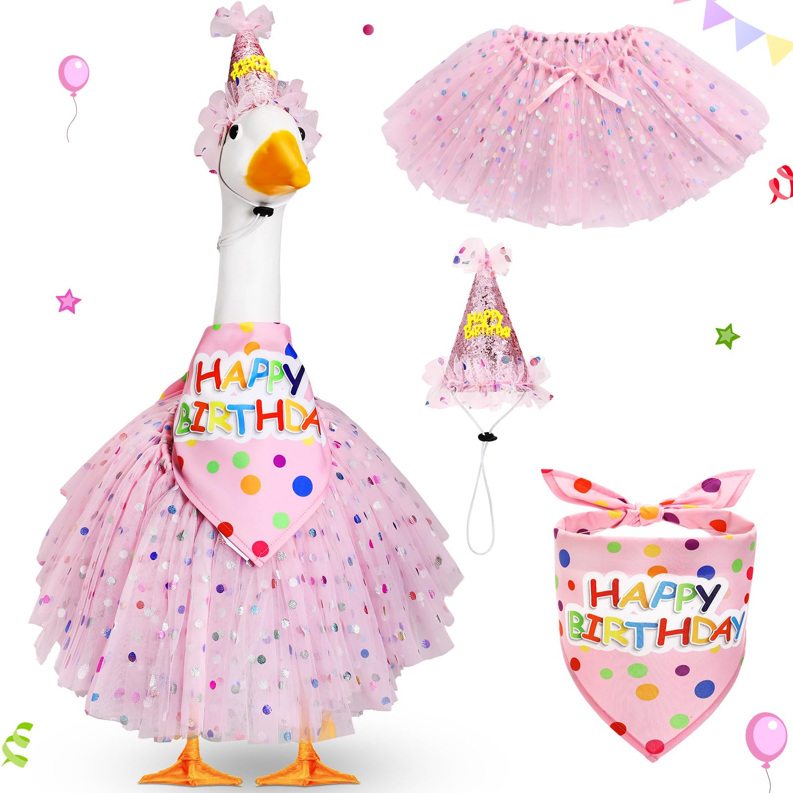 Locmeo pink birthday goose hat adds festive flair for your lawn goose