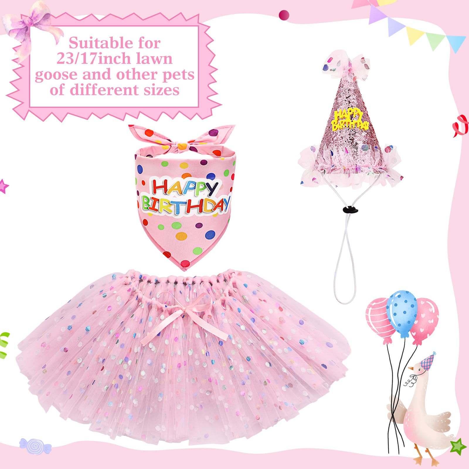 Locmeo pink tutu skirt for birthday goose boosts visibility and charm