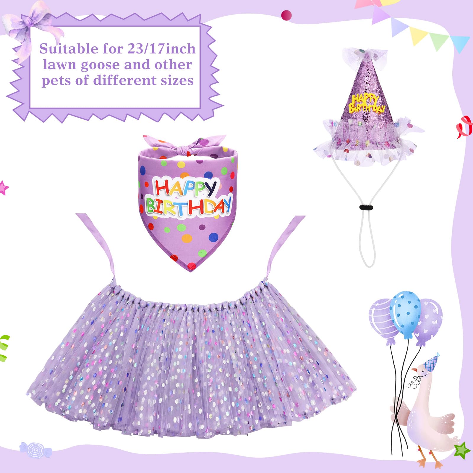 Locmeo birthday goose purple tutu adds color to garden photo moments