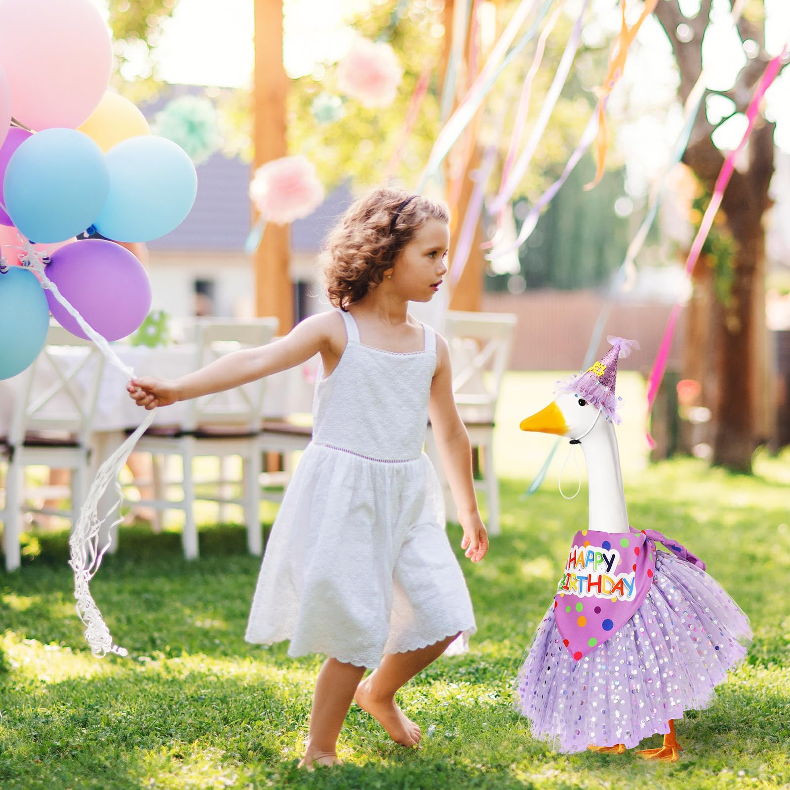 Locmeo outdoor lawn goose decor enables quick setup for reusable celebrations