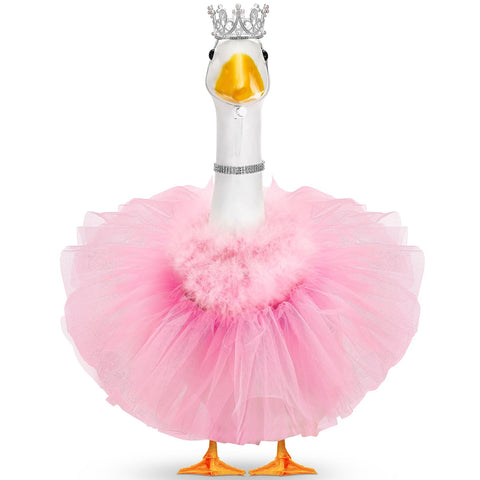 Locmeo princess goose crown on 23-inch lawn geese adds fairy-tale charm