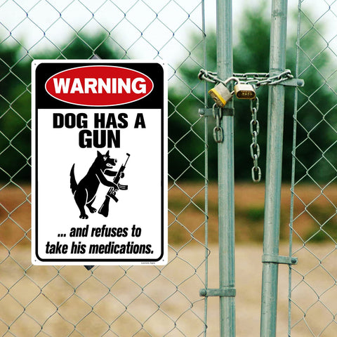 Locmorly warning sign beware of dog; yard display enhances outdoor safety