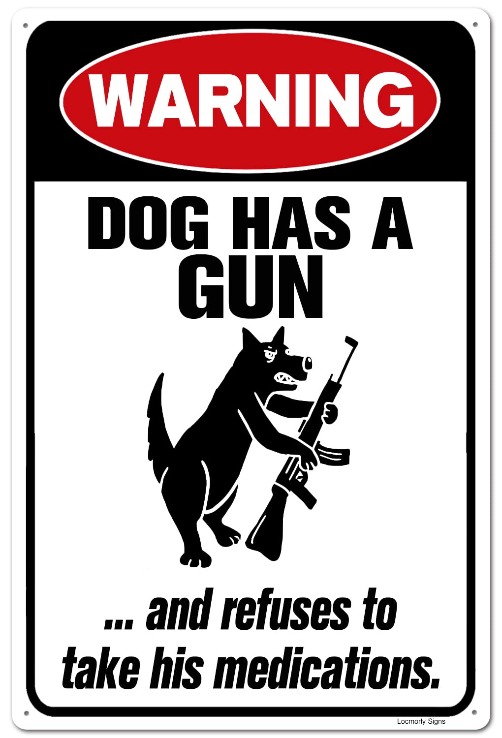 Locmorly warning sign front view; durable aluminum for indoor or outdoor use