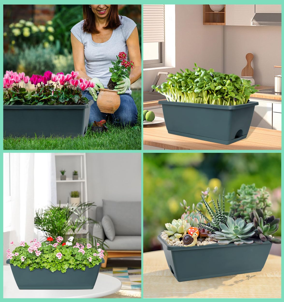 LOCONHA 7-pack rectangular planters for versatile home décor.