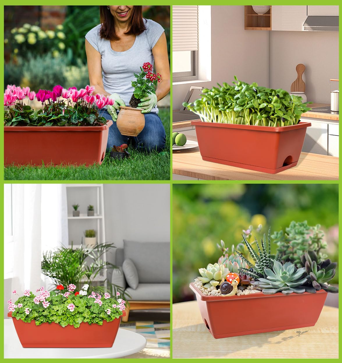 LOCONHA red rectangular planter adds bold decor to any space.