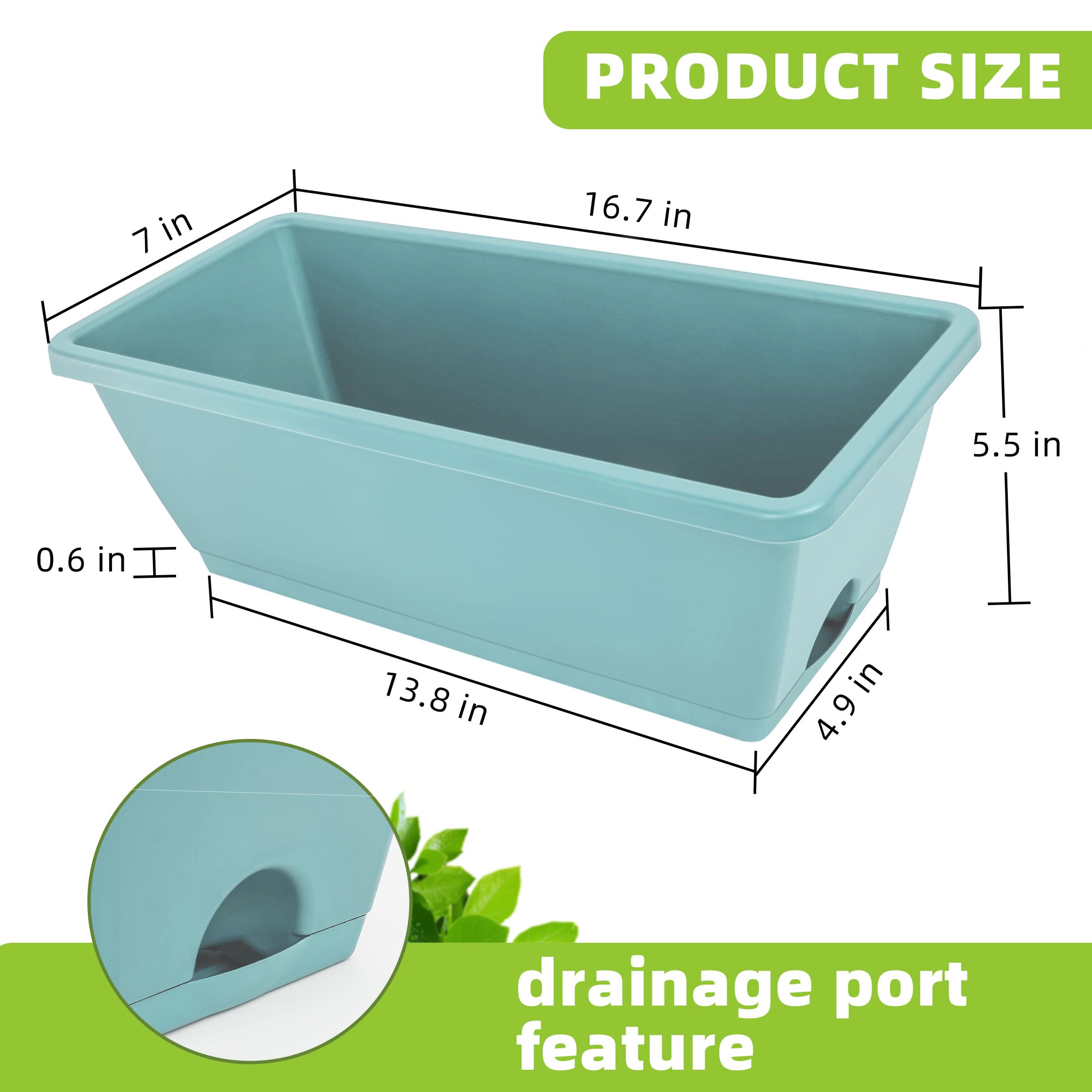 LOCONHA window box planter drainage saucer closeup showing attached tray