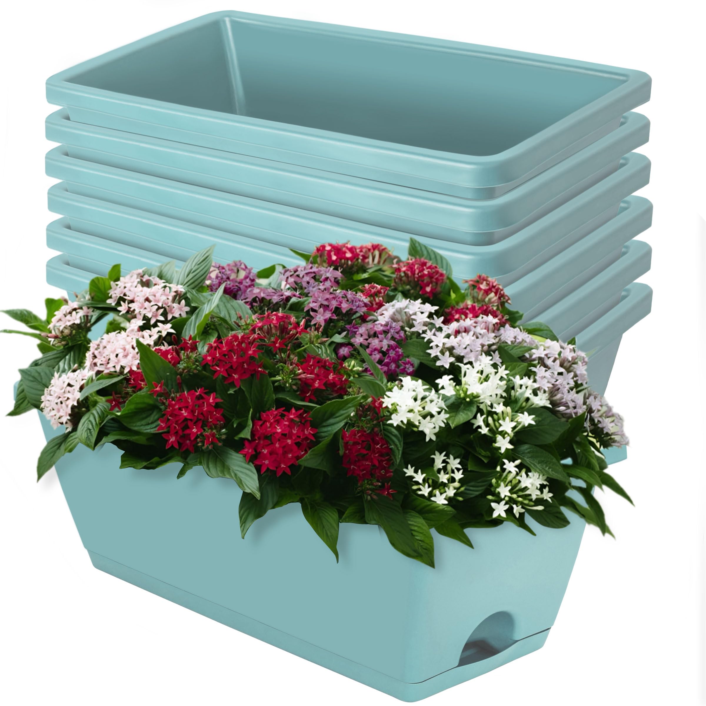 LOCONHA window box planter front view, durable rectangle for balcony flowers