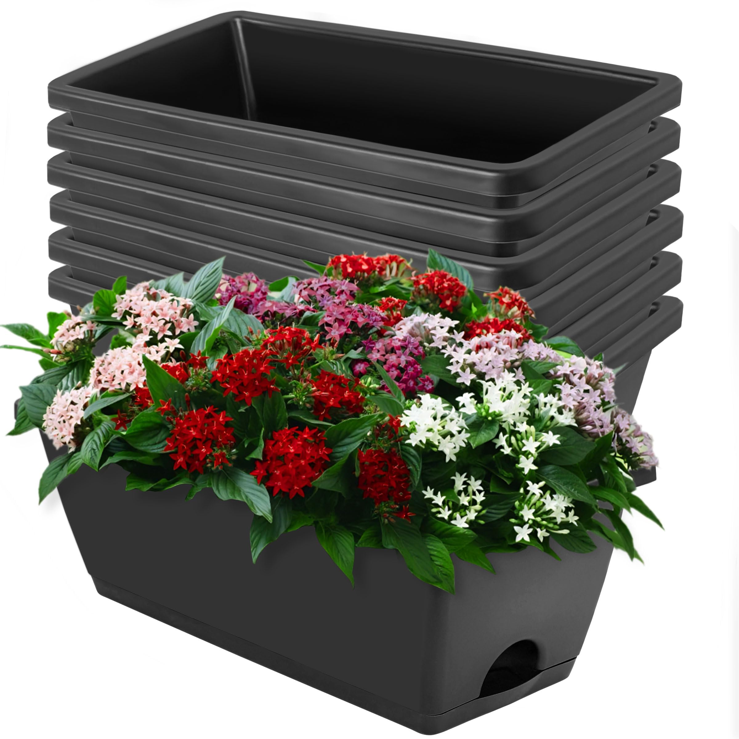 LOCONHA window box planter with attached saucer for tidy outdoor planting
