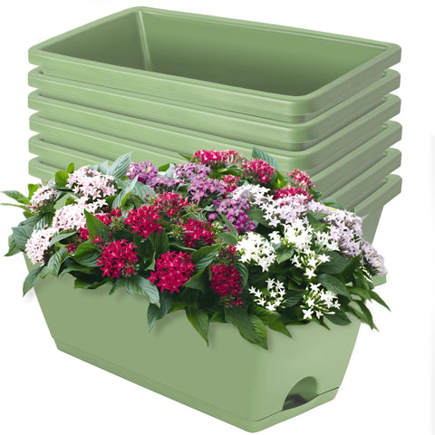 LOCONHA 7-pack window box planters displayed on a sunny windowsill for tidy herb gardening.