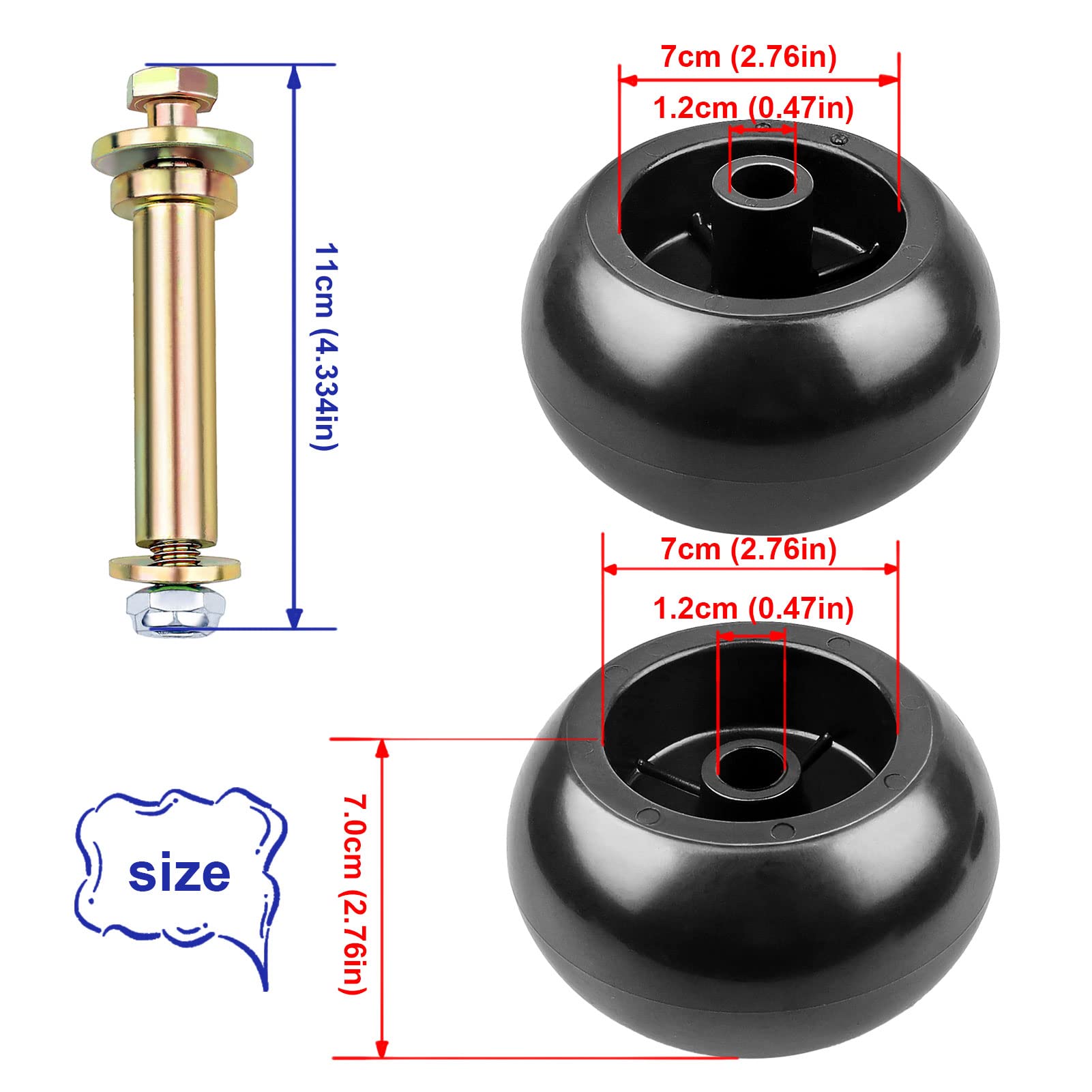 LOCOPOW 4-pack deck wheels, ready to replace worn parts and restore even cuts.