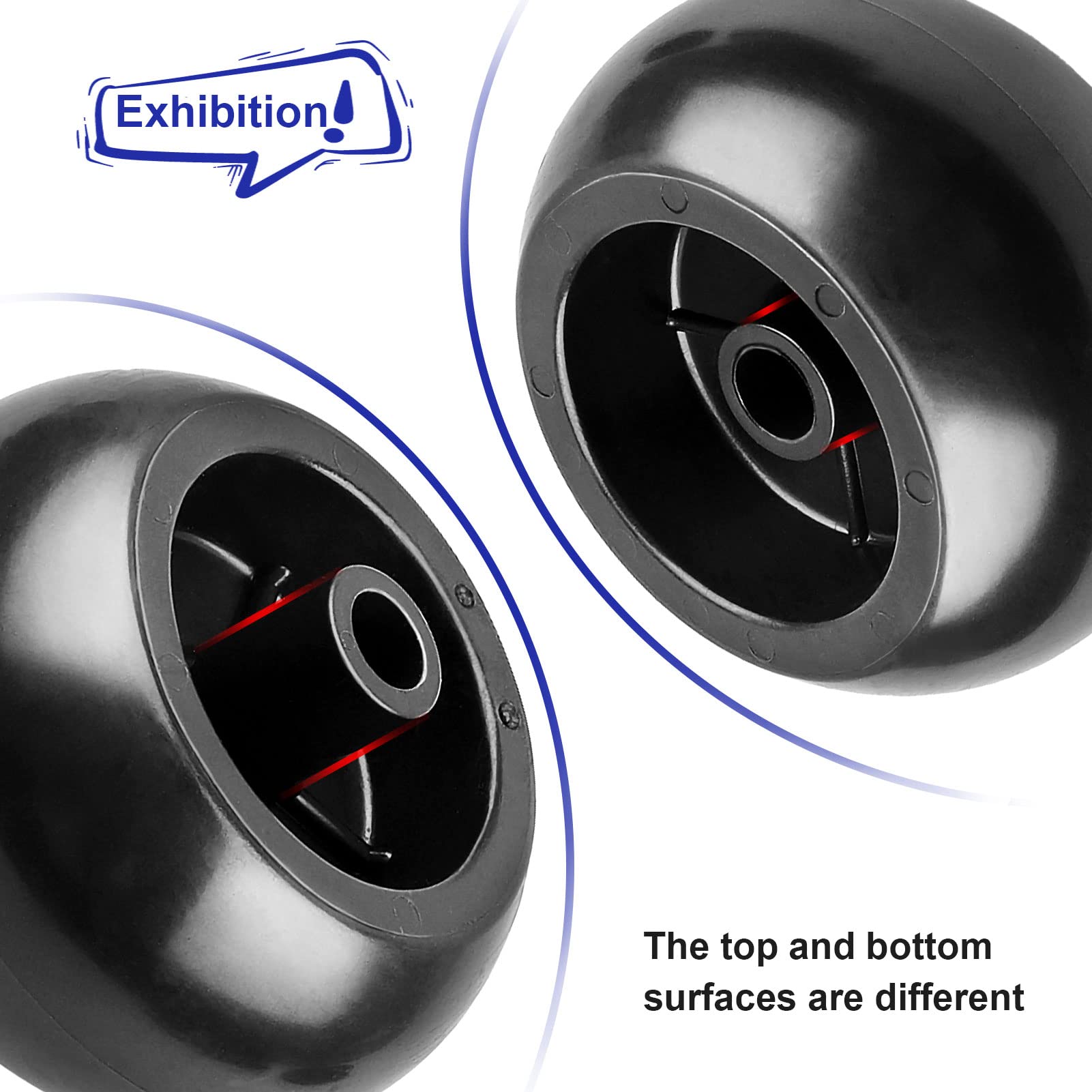 LOCOPOW 5-inch deck wheels, large-diameter design for stable mowing and better contact.